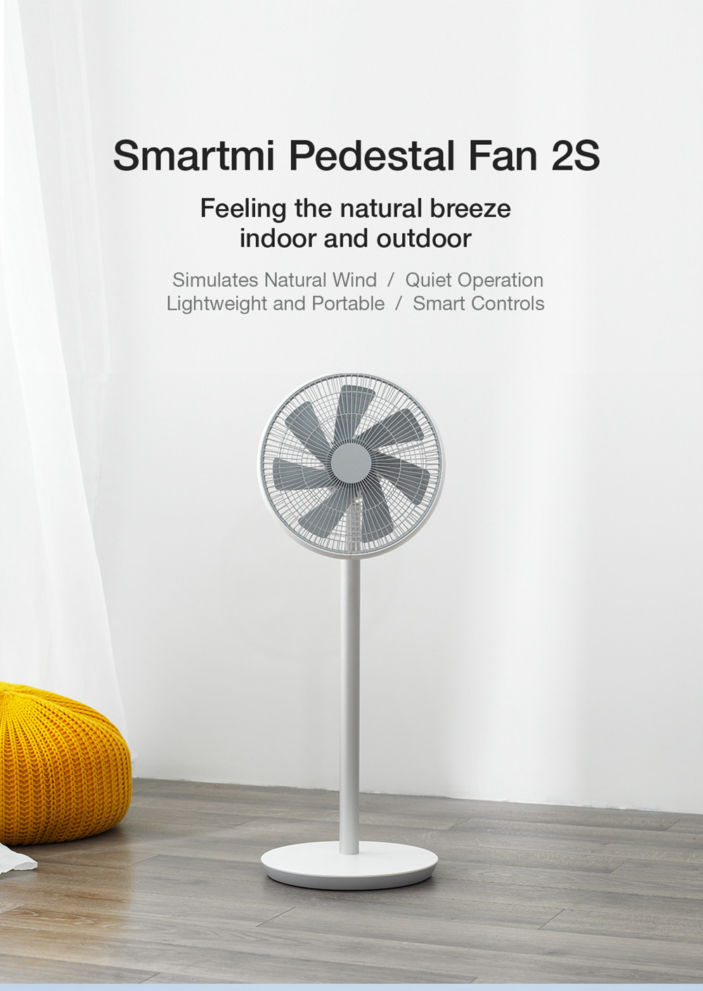 Xiaomi Smartmi Natural Wind Floor Fan 2S with MIJIA APP Control - White