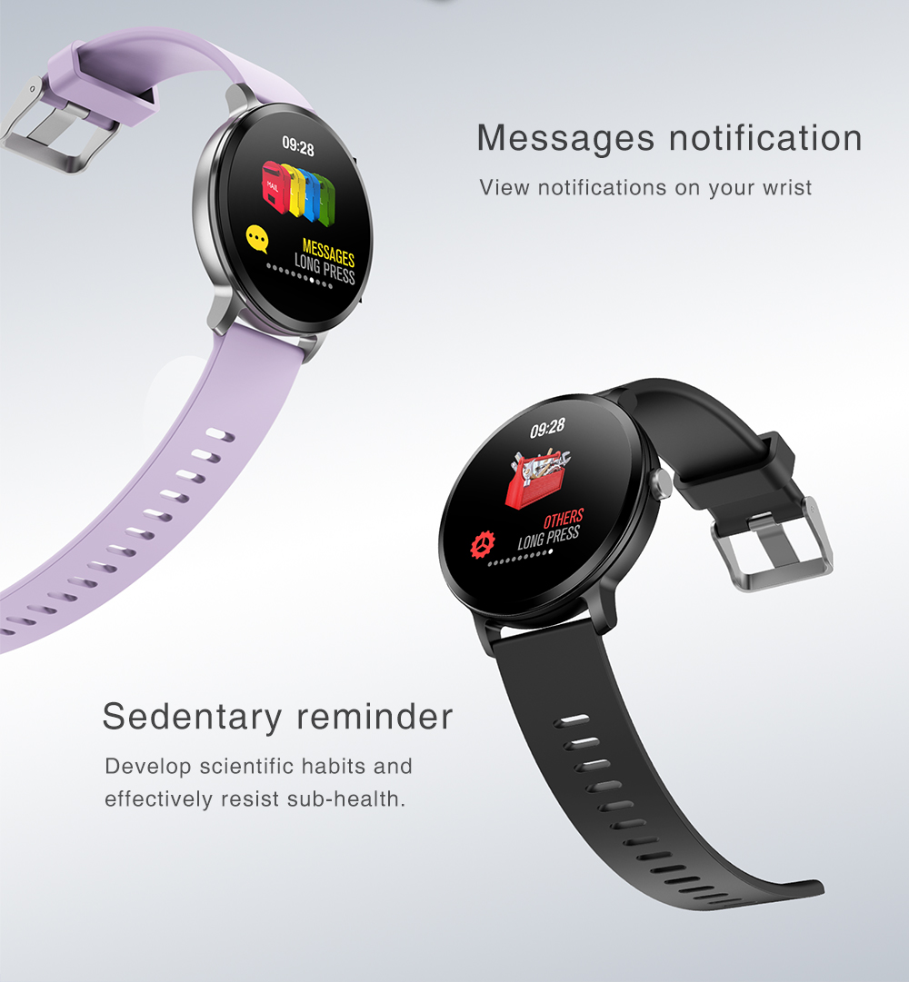 Makibes T4 Smart Watch 1.3 Inch TFT Screen IP67 Heart Rate Blood Pressure Oxygen Sleep Monitor Multi Sports Modes - Gray