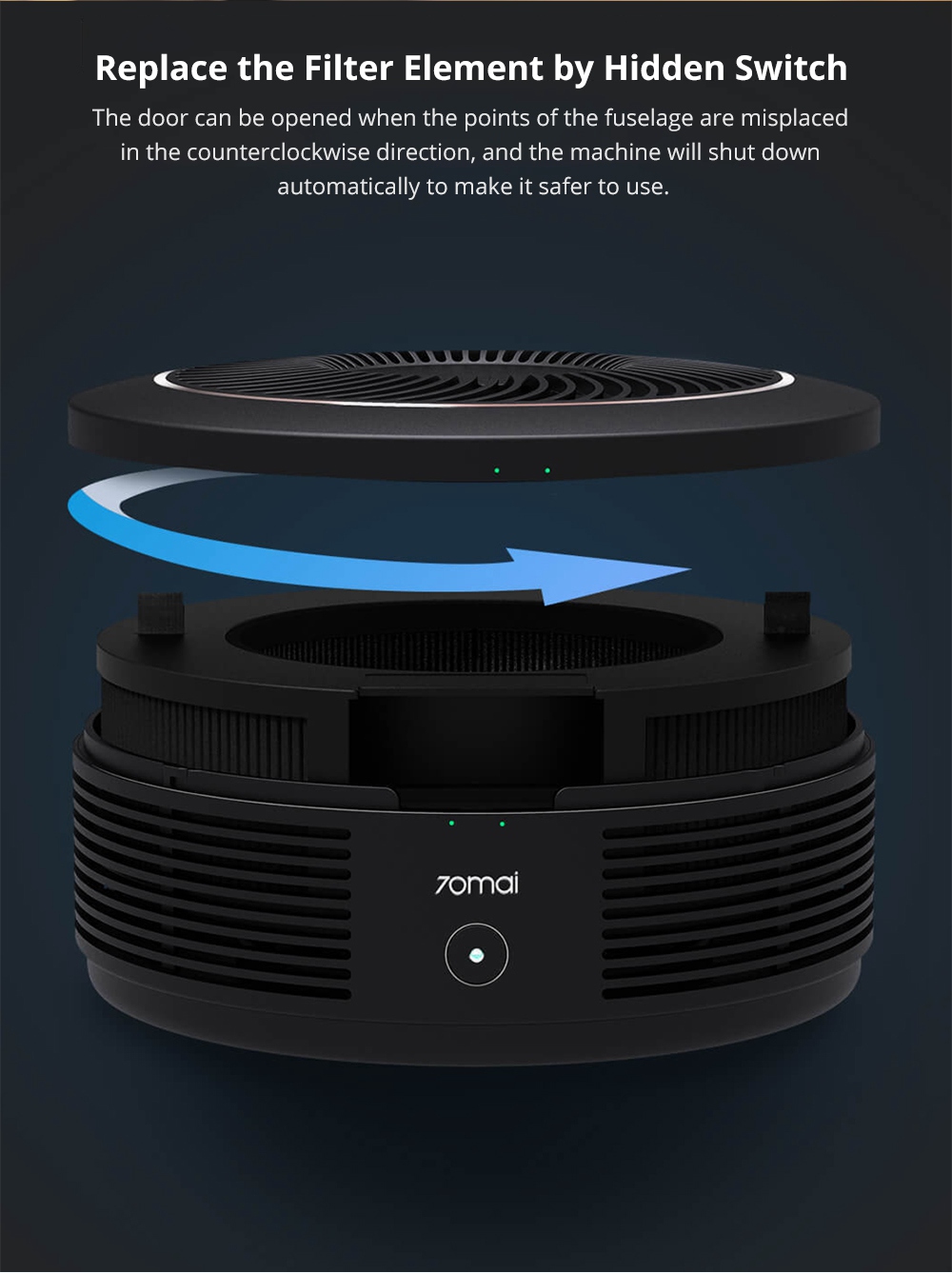 Xiaomi 70Mai Car Air Purifier Pro PM2.5 Particles Filter Silent Mode - Black