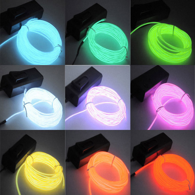 5M 10 Colors LED Flexible 2.3MM EL Wire Rope Light Strip Tube Lamp With Controller - Orange