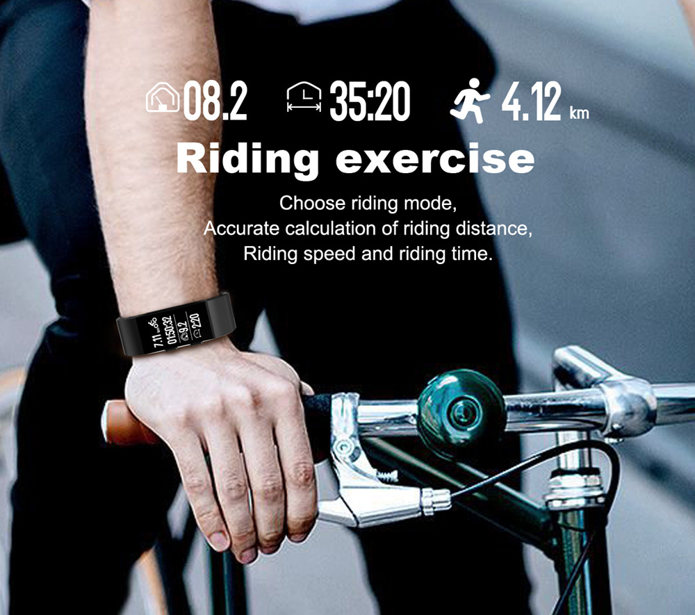 Makibes GT11 Smart Bracelet 0.96 Inch OLED Screen IP67 Built-in GPS Heart Rate Monitor Multi-sport Mode - Black