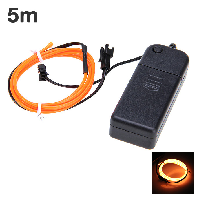 5M 10 Colors LED Flexible 2.3MM EL Wire Rope Light Strip Tube Lamp With Controller - Orange