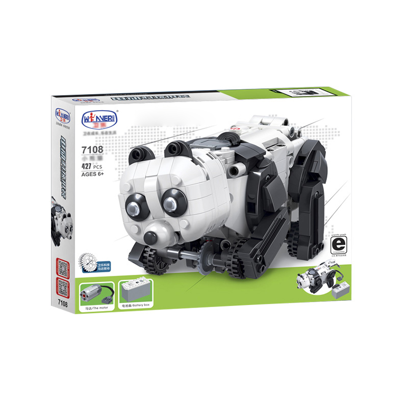 Mofun 7108 427PCS DIY Electric Panda Building Blocks RC Smart Robot With Automatic Obstacle Avoidance