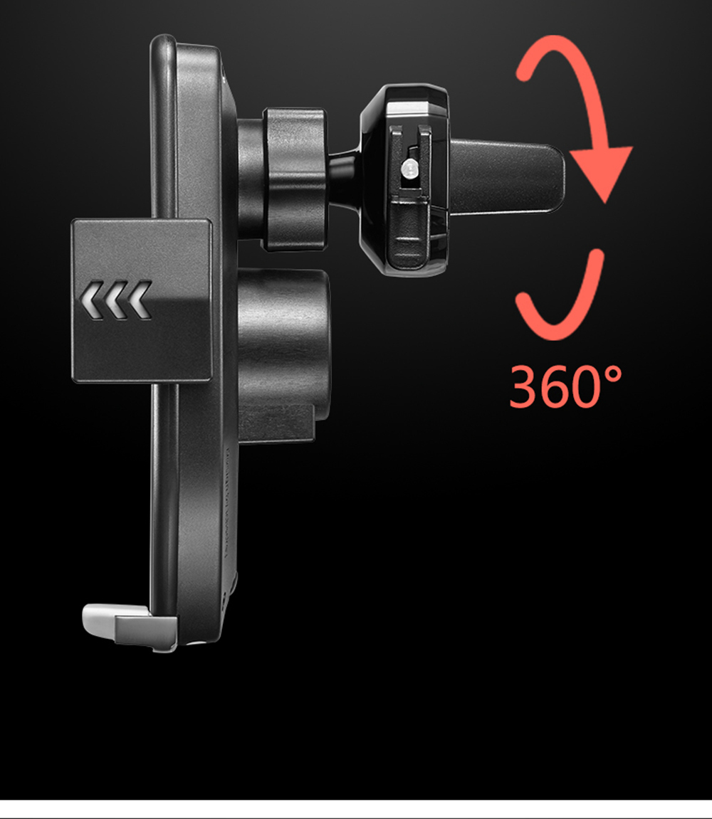 Smart Wireless Car Charger Holder QC3.0 Fast Charging Air Outlet Mount - Black