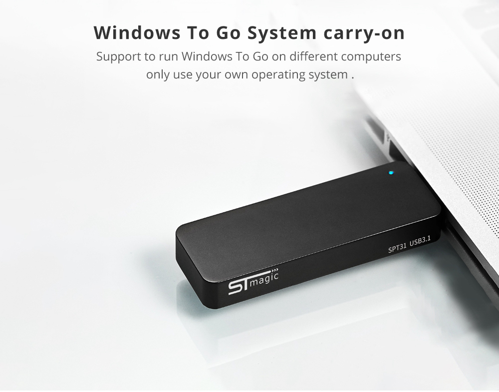 STmagic SPT31 512G Mini Portable M.2 SSD USB3.1 Solid State Drive Vitesse de lecture 500 Mo / s - Gris