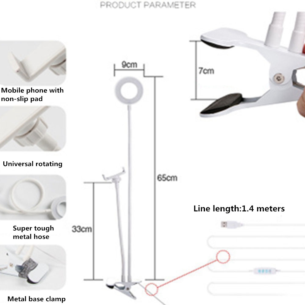 Dimmable LED Mobile Phone Live Fill Light Anchor Ring Fill Light Ring Live Broadcast Bracket - White