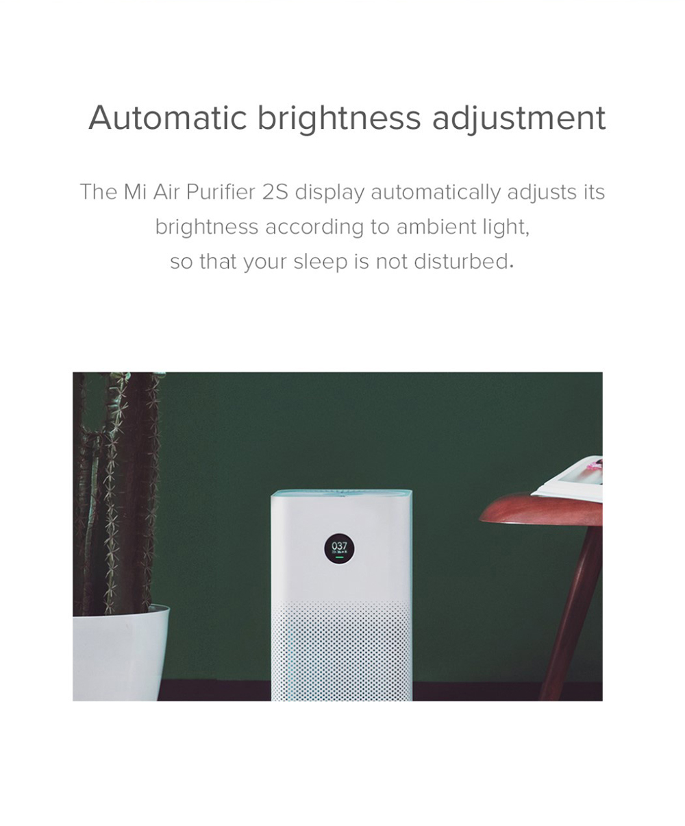 Xiaomi Mi Air Purifier 2S OLED Display Air Quality PM 2.5 Monitor 10min Circulation 360 Degree Ventilate Global Version - White