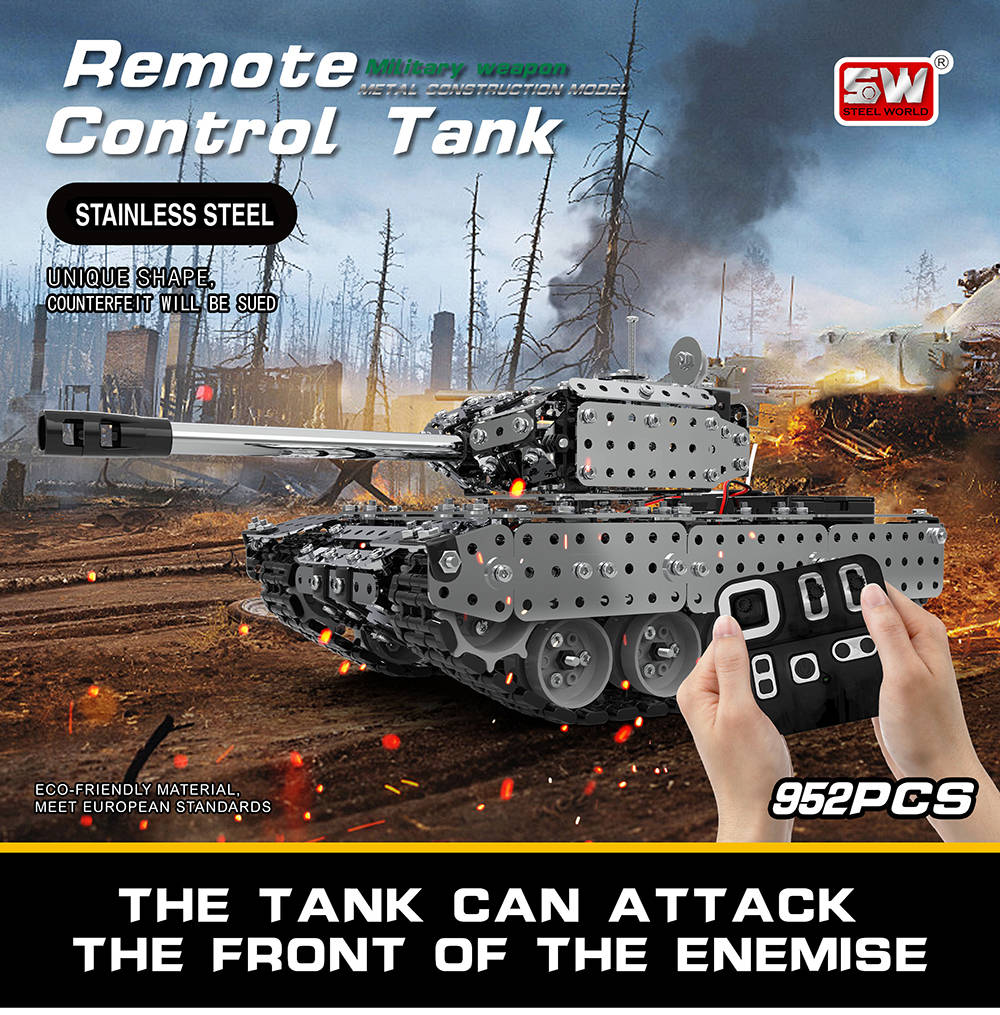 Mofun SW-006 952PCS DIY Assembling Metal Building Blocks RC Mechanical Tank