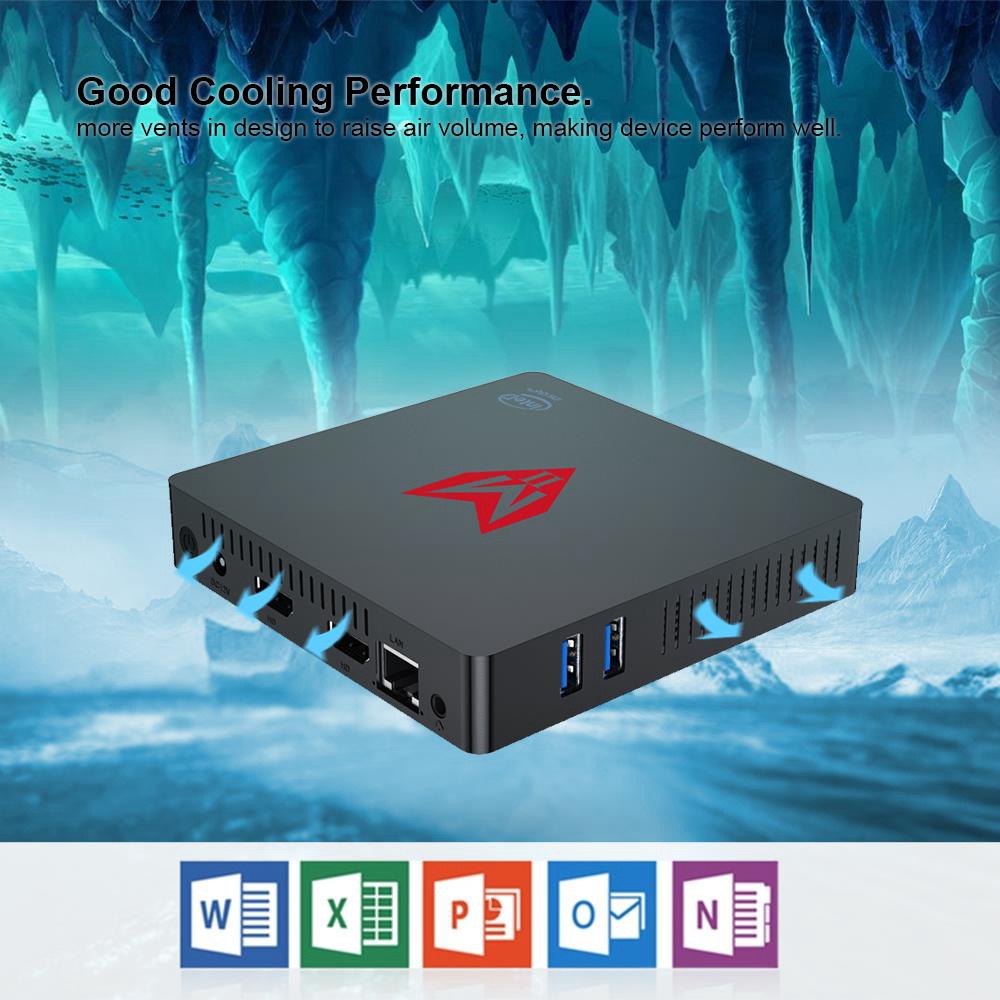 MII Intel Apollo Lake J3355 4GB DDR4 64GB eMMC Windows 10 Mini PC Dual Band WiFi Bluetooth Gigabit LAN USB3.0 HDMI X 2