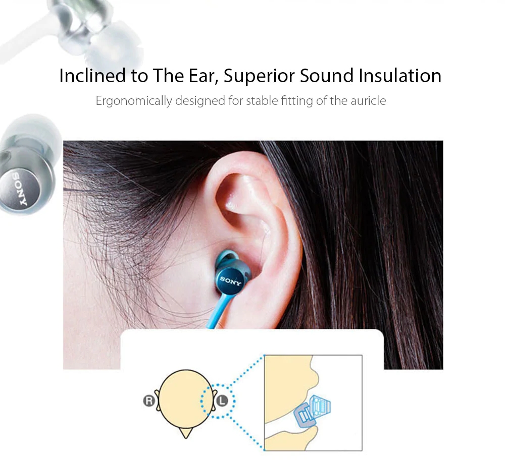 SONY MDR-EX255AP In-ear Wired Earphones Subwoofer Mobile Phone Line Control - Blue