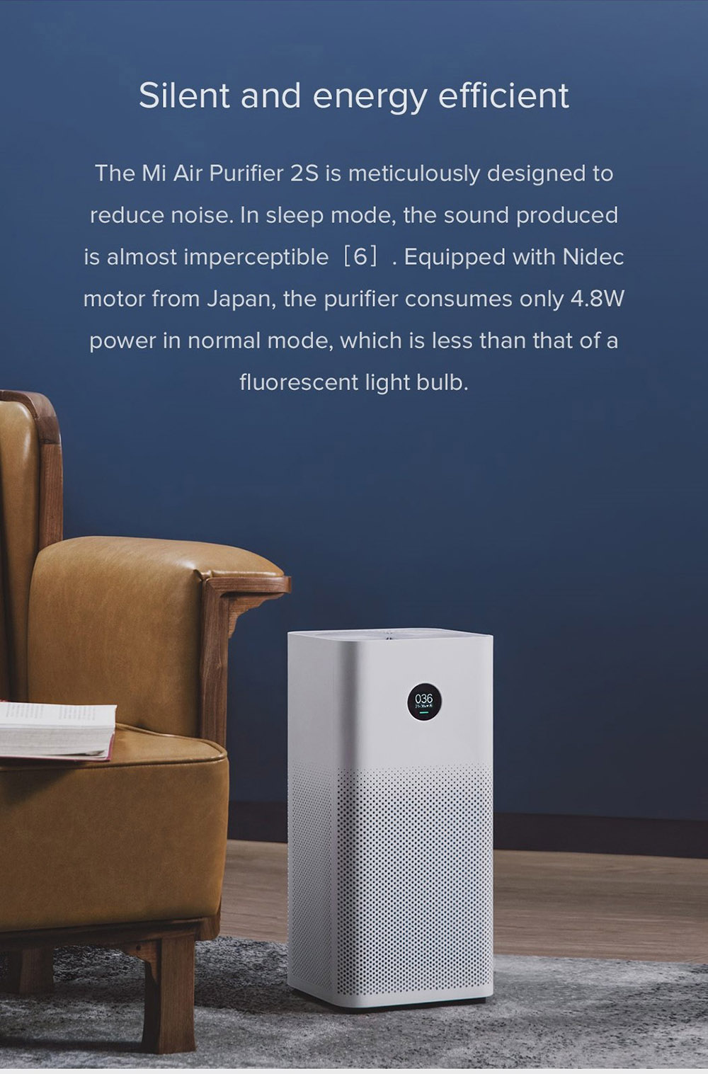 Xiaomi Mi Air Purifier 2S OLED Display Air Quality PM 2.5 Monitor 10min Circulation 360 Degree Ventilate Global Version - White