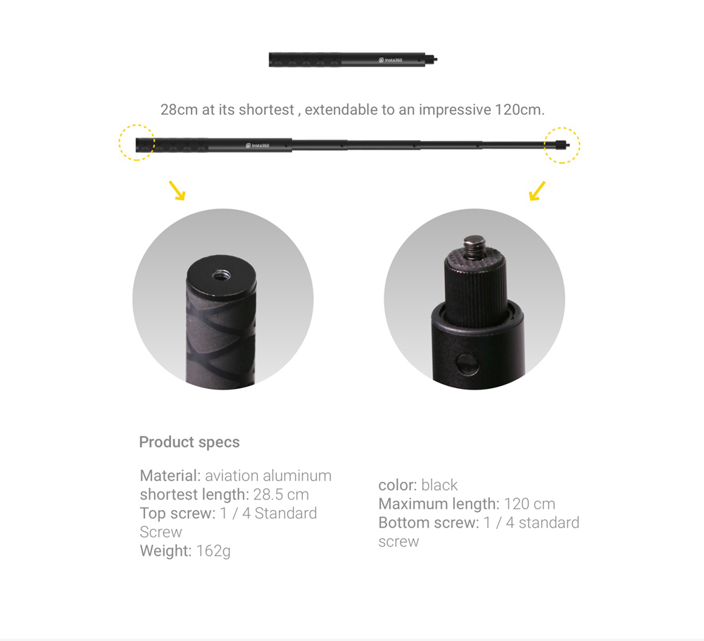 Insta360 One X Panoramic Anti-shake Motion Sports Camera Spare Parts Invisible Selfie Stick