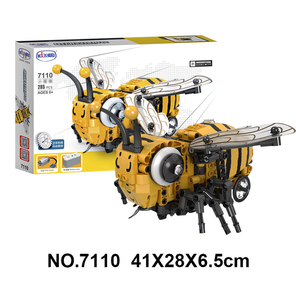 Mofun 7110 285PCS DIY Electric Bee Assembling Building Blocks RC Smart Robot With Automatic Obstacle Avoidance