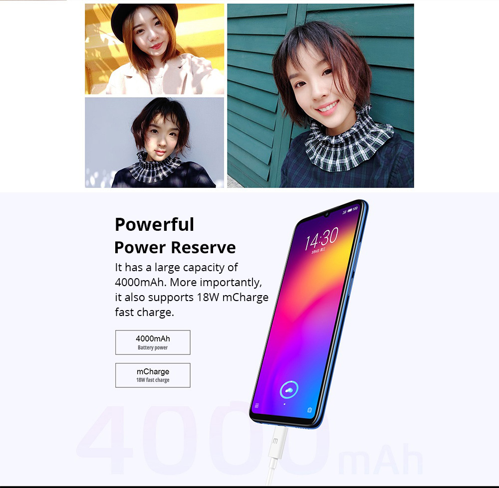Meizu Note 9 6.2 Inch 4G LTE Smartphone Snapdragon 675 4GB 64GB 48.0MP+5.0MP Dual Rear Cameras Android 9.0 Type-C Touch ID - Black