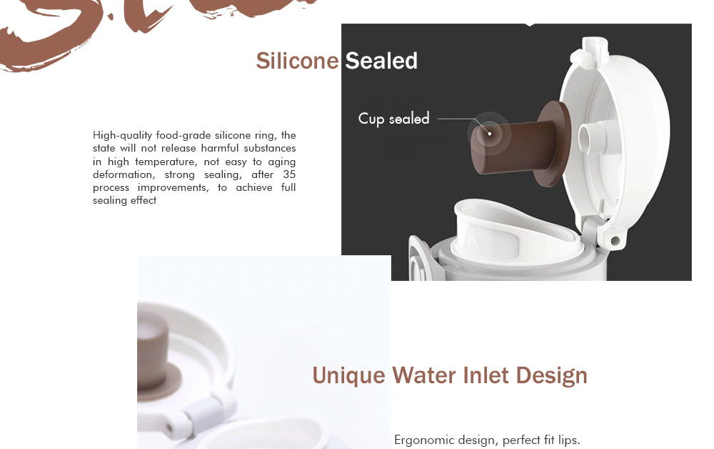 Xiaomi Viomi Vacuum Cup 316 Stainless Steel 24 Hours Vacuum Flask Water Bottle 460ml Single Hand On/Close - Gold