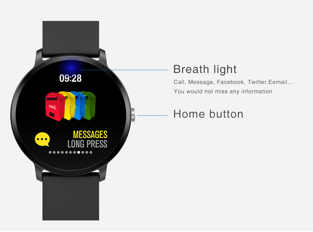 Makibes T4 Smart Watch 1.3 Inch TFT Screen IP67 Heart Rate Blood Pressure Oxygen Sleep Monitor Multi Sports Modes - Gray