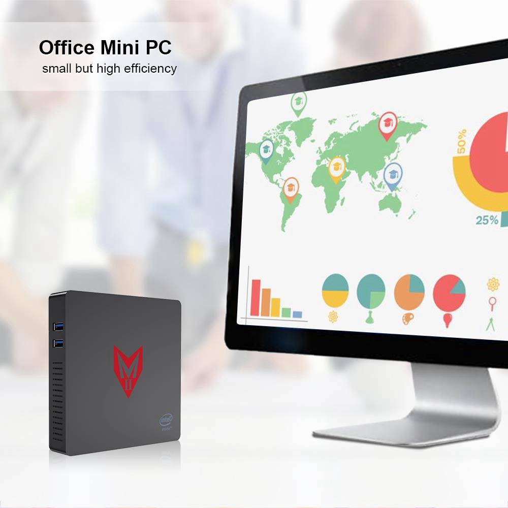 MII Intel Apollo Lake J3355 4GB DDR4 64GB eMMC Windows 10 Mini PC Dual Band WiFi Bluetooth Gigabit LAN USB3.0 HDMI X 2