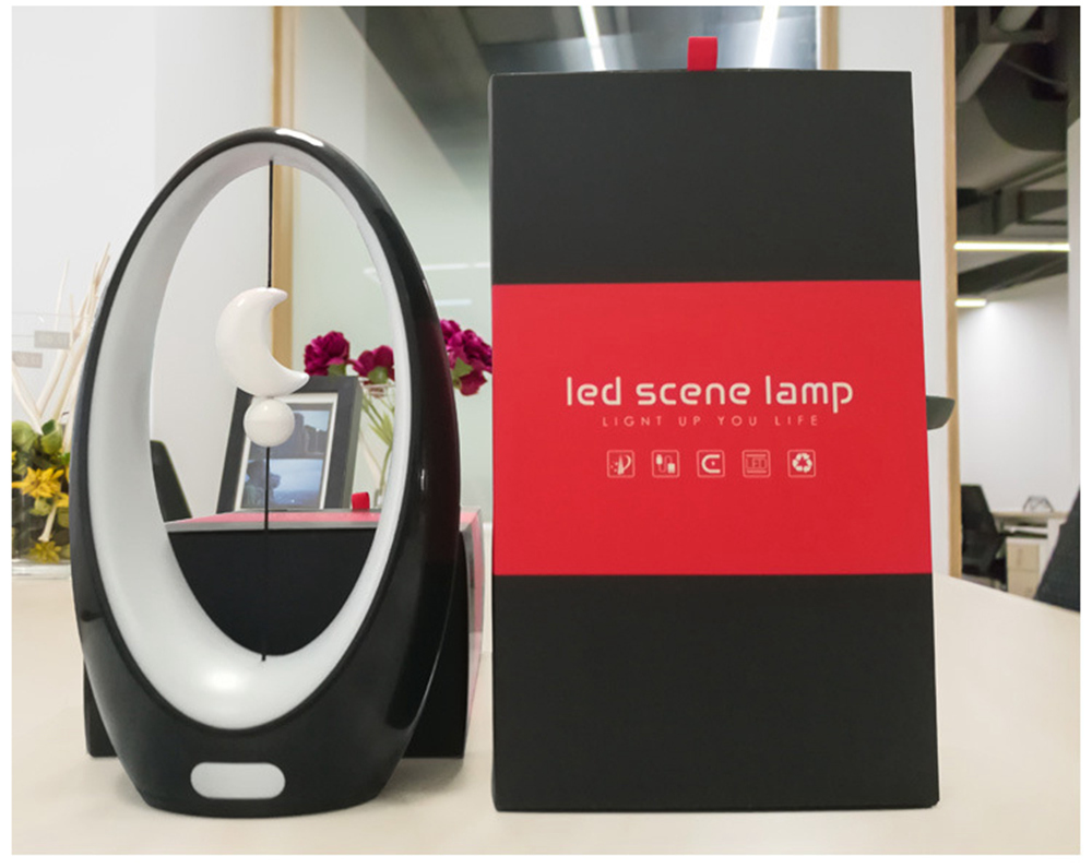 Creative LED Night Light 4 Different Color Bedside Lamp - Black