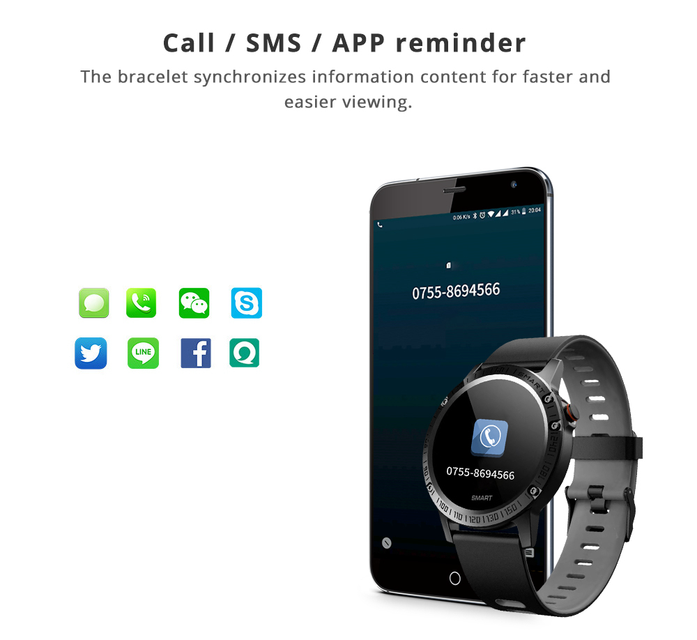 Makibes T6 Pro Smart Watch 1.3 Inch IPS Screen Heart Rate Blood Pressure Monitor IP68 Multiple Sports Modes - Gray