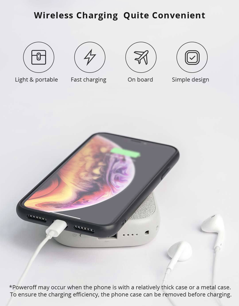 Xiaomi SOLOVE W5 10000mAh Wireless Power Bank Support Wireless Fast Charging - Gray