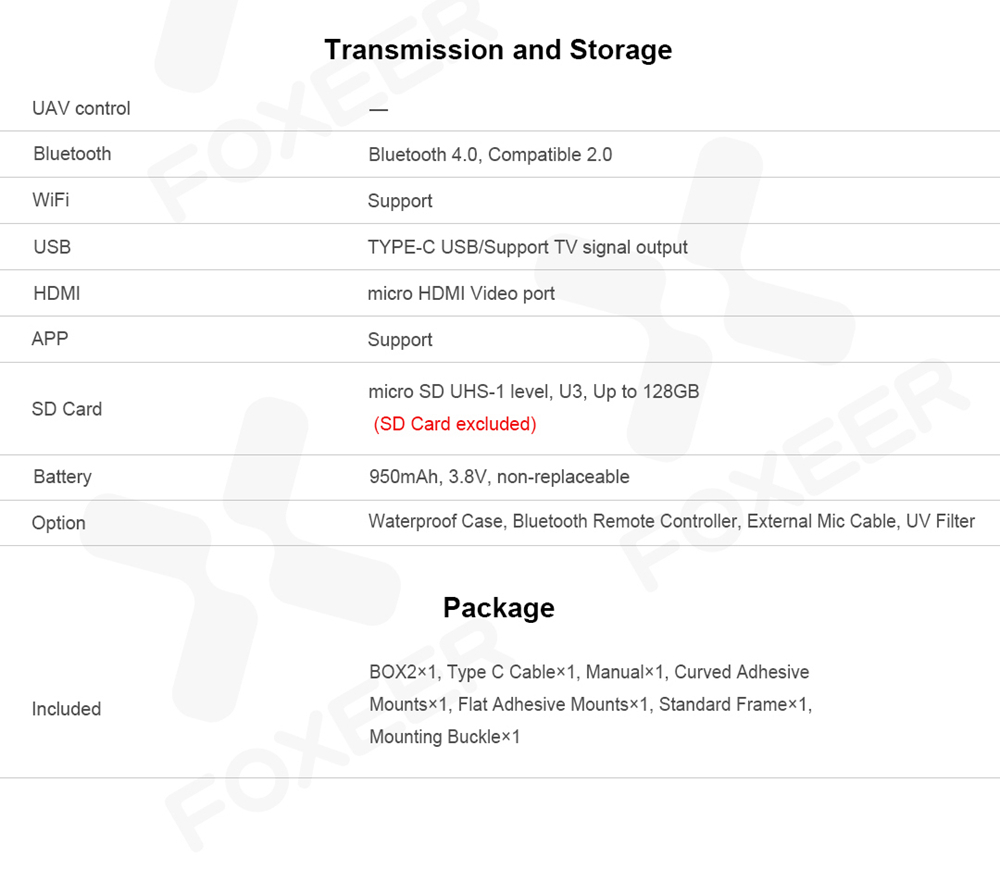 Foxeer Box 2 4K 30Fps ND Filter FOVD 155 Degree Lens Waterproof FPV Action Camera Support APP Micro HDMI Port