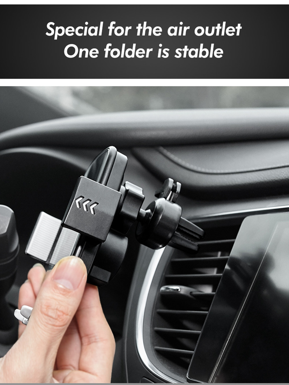 Smart Wireless Car Charger Holder QC3.0 Fast Charging Air Outlet Mount - Black