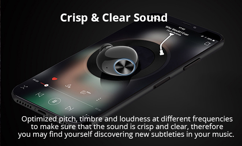 V6 TWS Bluetooth 5.0 Earbuds 2600mAh Support Charging for Phones About 5 Hours Working Time Noise Reduction - Black