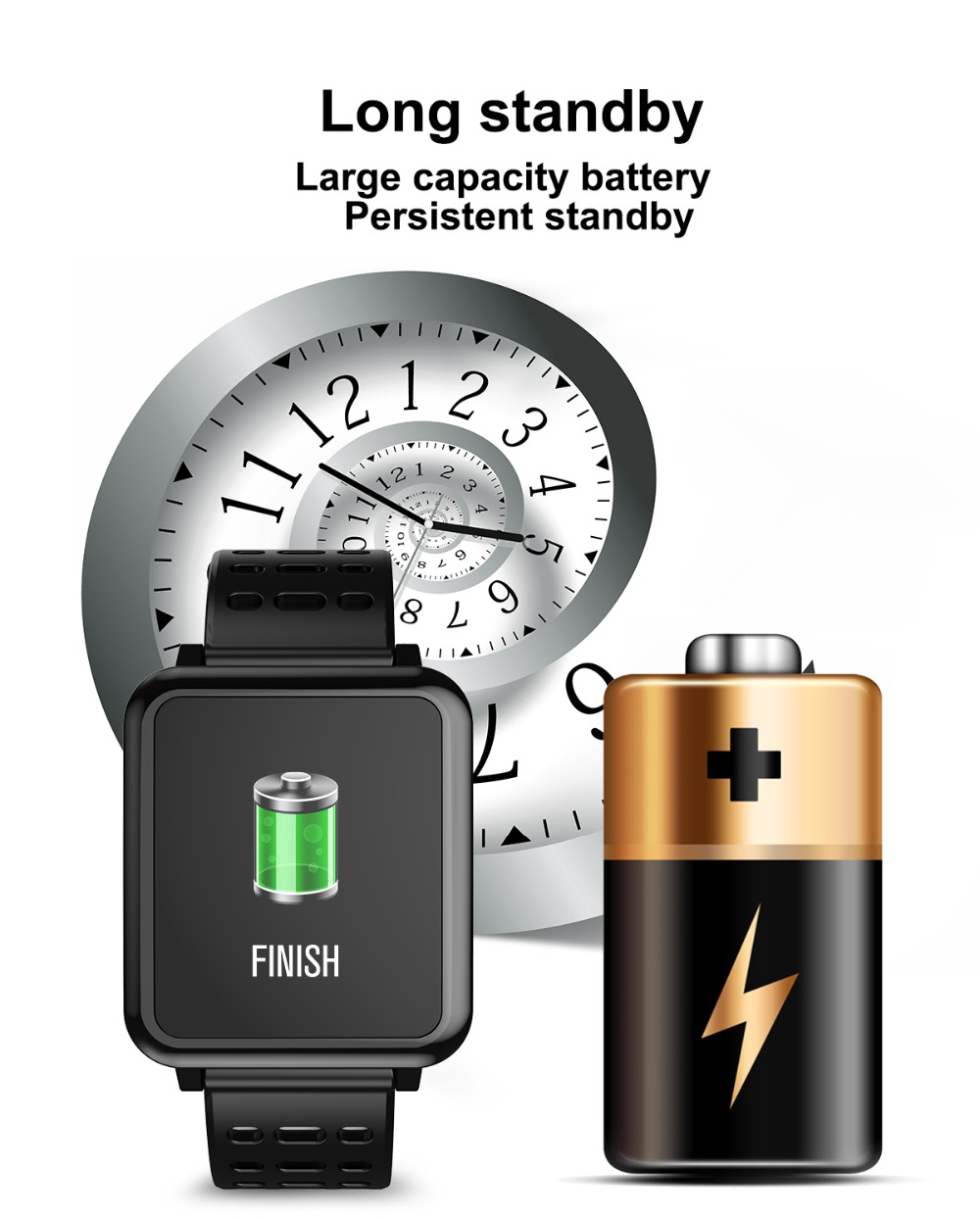 Makibes T2 Smart Watch 1.3 Inch IPS Screen Heart Rate Blood Pressure Monitor IP67 Multi Sports Modes - Blue