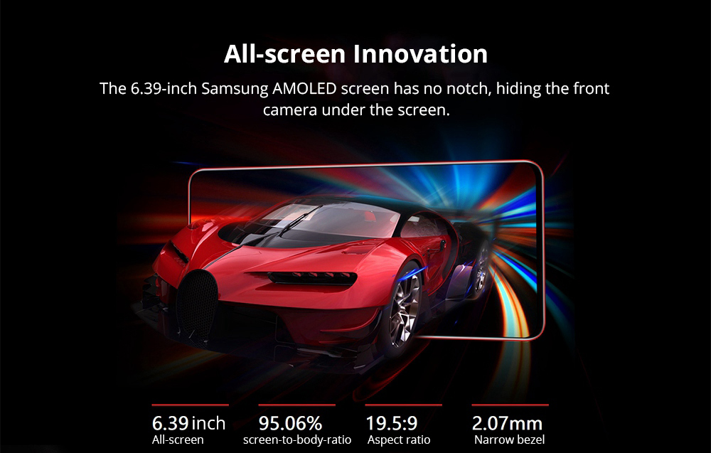 Lenovo Z5 Pro GT 6.39 Inch 4G LTE Smartphone Snapdragon 855 6GB 128GB 16.0MP+24.0MP Dual Rear Cameras Android 9.0 In-Display Fingerprint NFC - Black