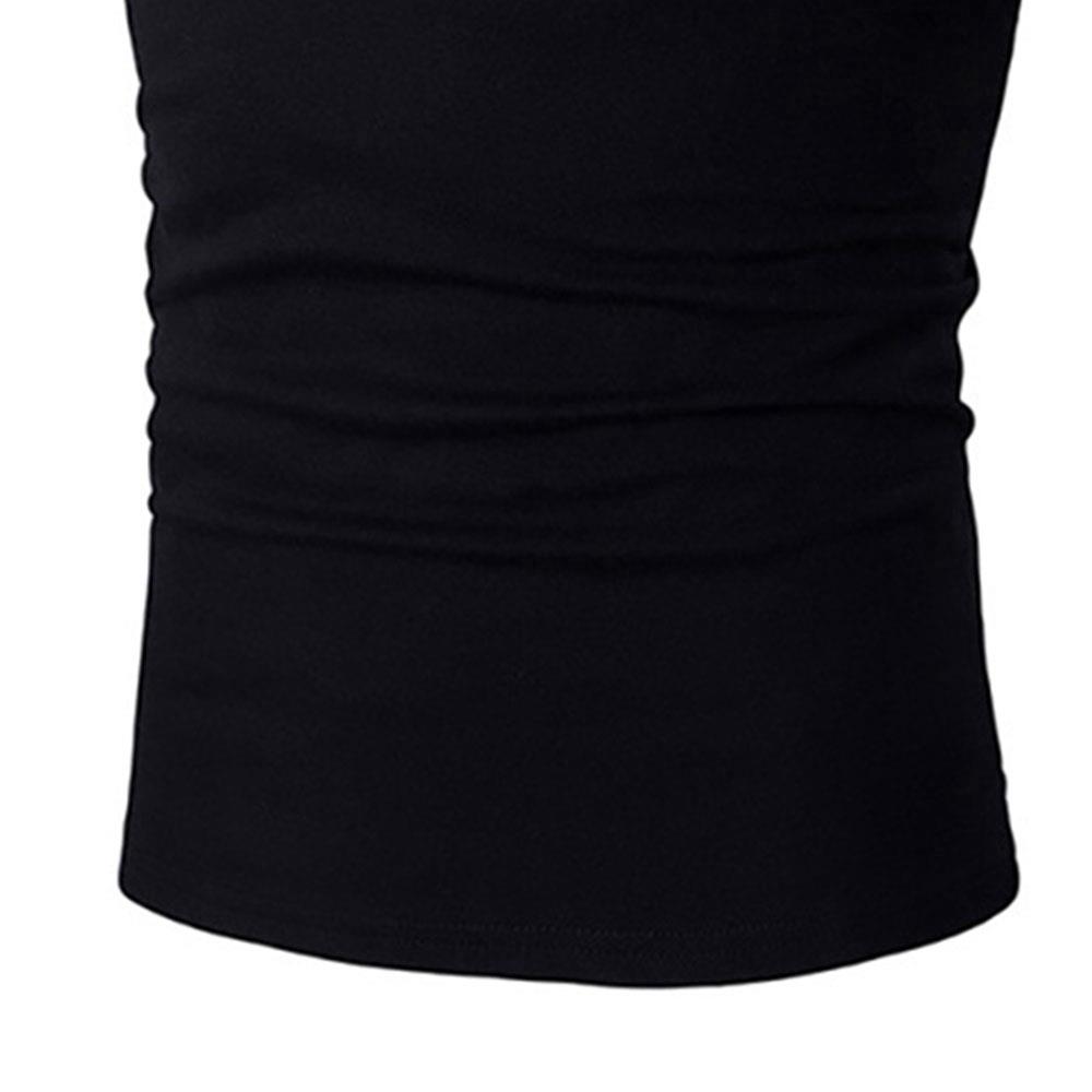 B69 Men 3D Printed V Neck Polo Shirt Short Sleeve Tops T-shirts Size XXL - Black