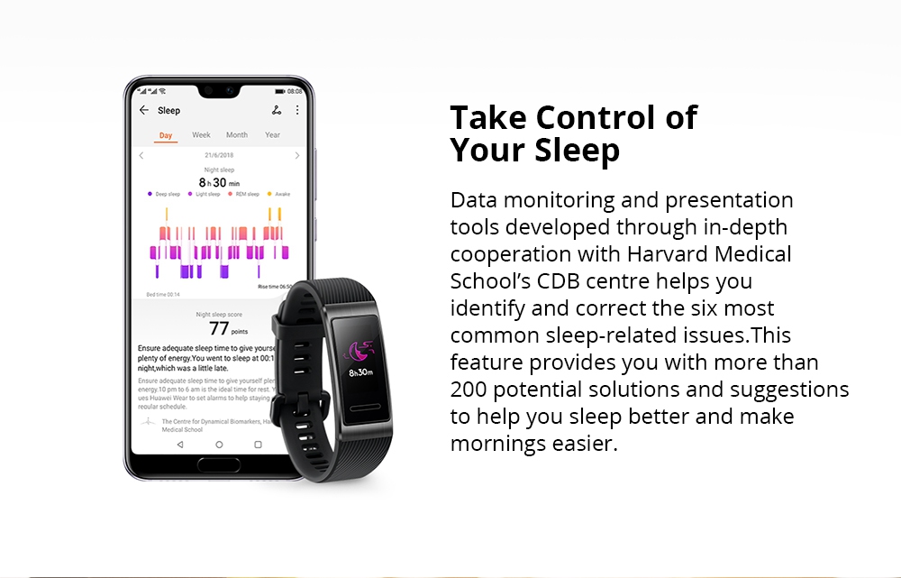 Huawei Band 3 Pro Smart Bracelet 0.95 Inch AMOLED Screen Built-in GPS Heart Rate Sleep Monitor 5ATM Swimming Posture Recognition - Black