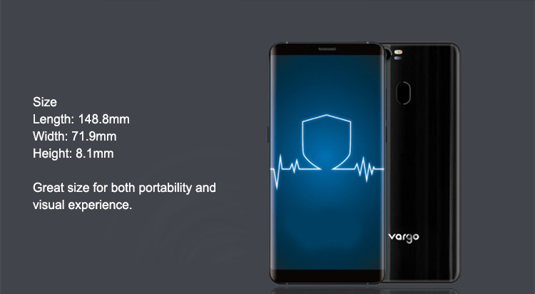 Vargo VX3 5.7 Inch 4G LTE Smartphone MTK6757 6GB 128GB Dual 13.0MP Rear Cameras Android 7.1 Type-C Touch ID - Blue