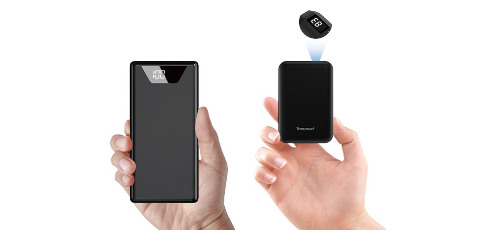 Tronsmart PB10 10000mAh Mini Power Bank with LED Display for iPhone Samsung Etc Devices