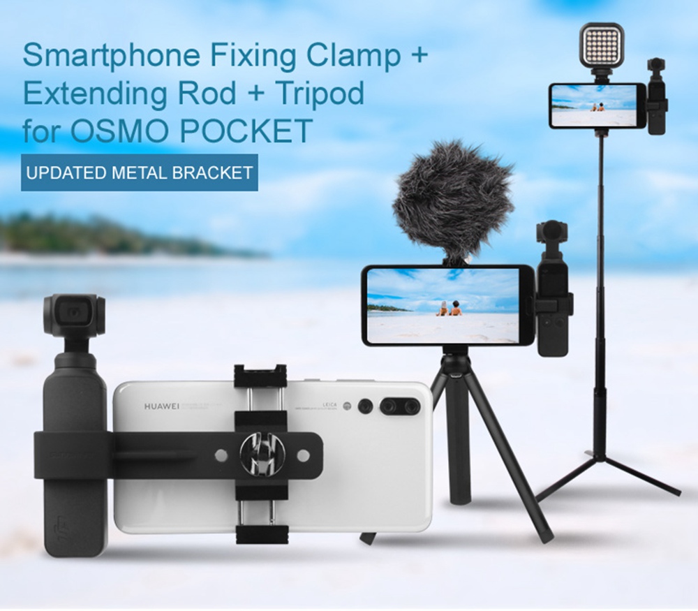 Sunnylife Expansion Accessories Metal Fixture Tripod Extension Rod Set For DJI OSMO Pocket Gimbal