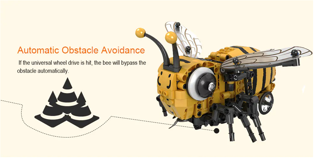 Mofun 7110 285PCS DIY Electric Bee Assembling Building Blocks RC Smart Robot With Automatic Obstacle Avoidance