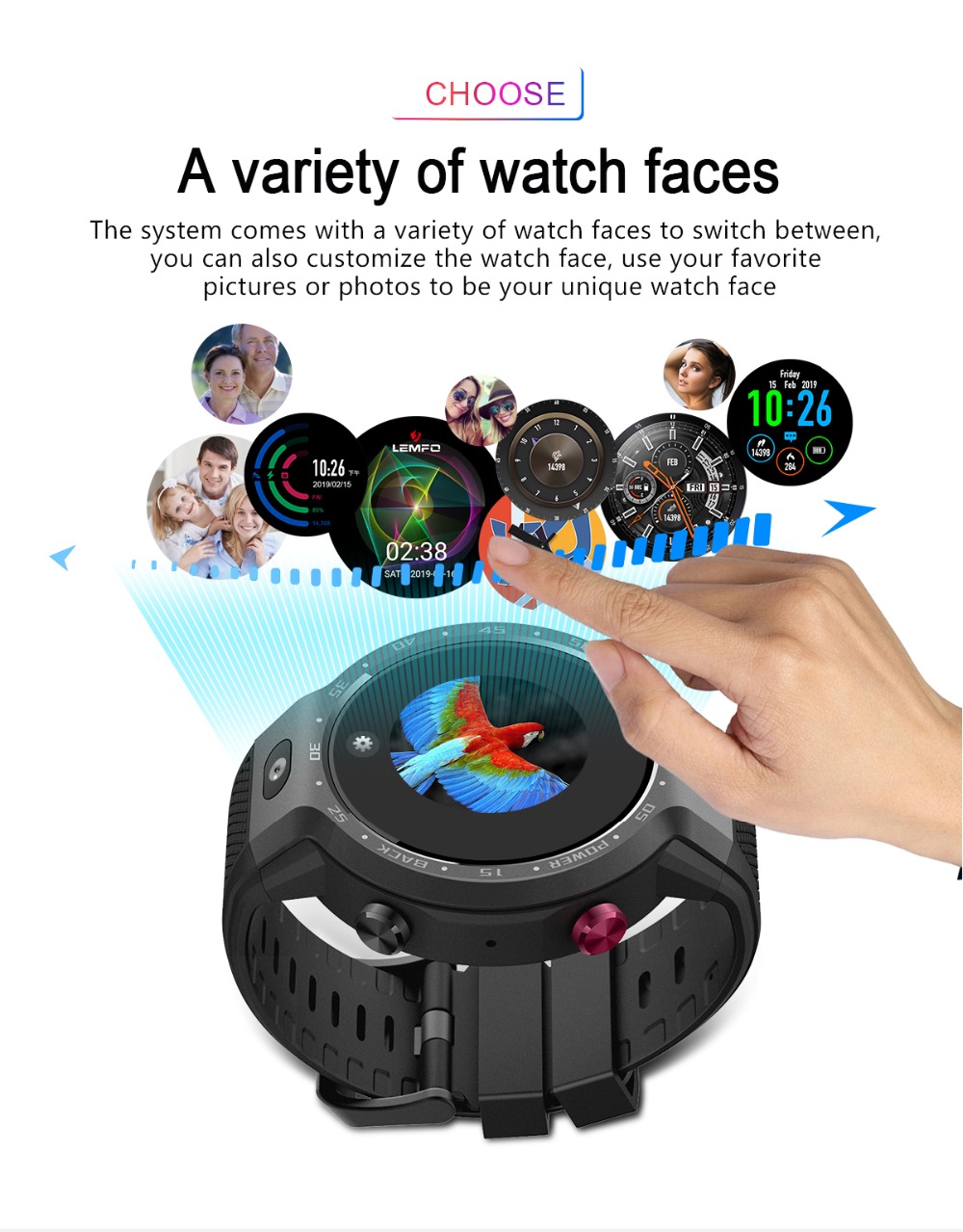 LEMFO LEM9 4G Smartwatch Phone Android 7.1 MTK6739+NRF52840 Dual System 1GB RAM 16GB ROM 1.39 inch Screen GPS Heart Rate Monitor - Gray