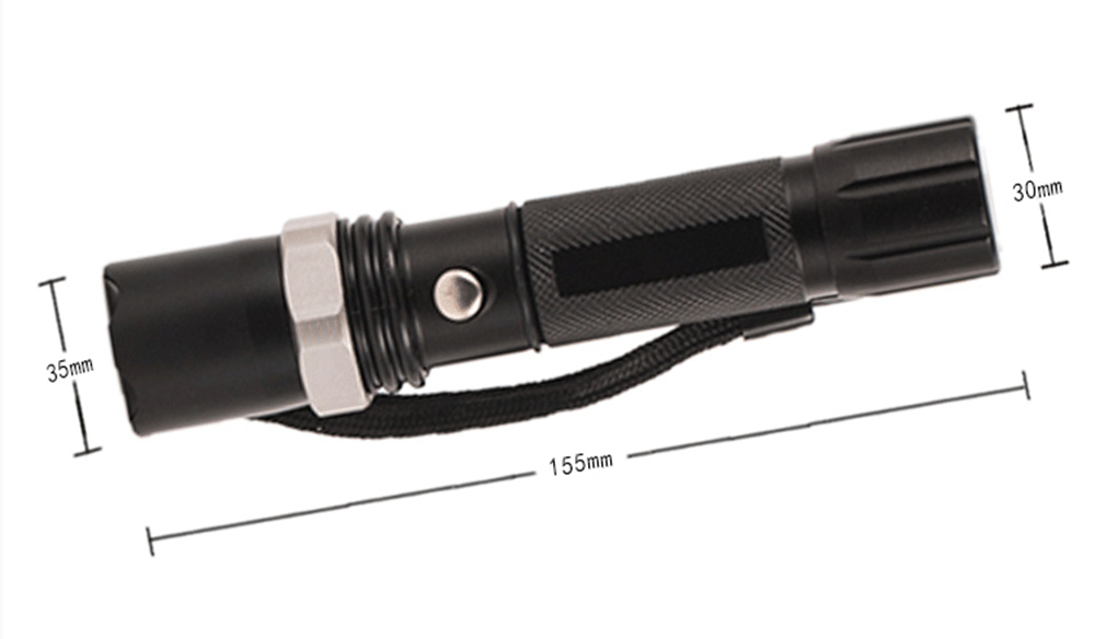 LED Flashlight 350 Lumens Rechargeable Battery - Black