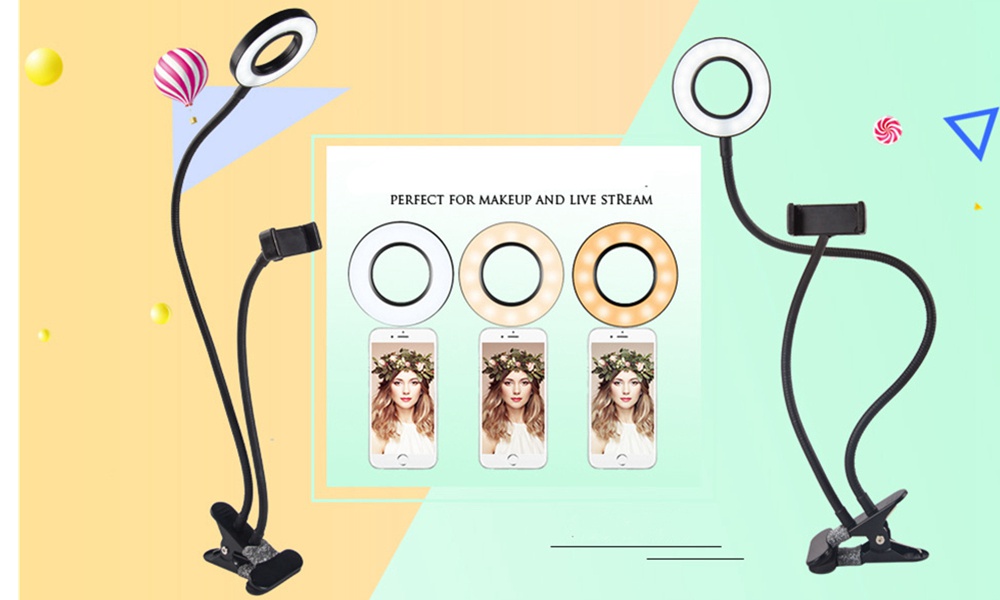 Dimmable LED Mobile Phone Live Fill Light Anchor Ring Fill Light Ring Live Broadcast Bracket - White