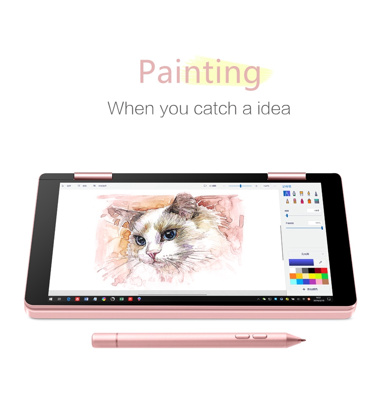 One Netbook One Mix 2S Yoga Pocket Laptop Intel Core M3-8100Y Dual Core Touch ID 7" IPS Screen 1920*1200 Windows 10 8GB DDR3 256GB PCI-E SSD - Pink
