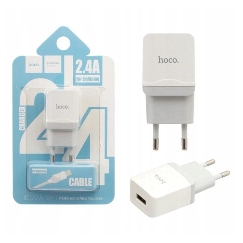 C22A Lightning Cable Charging Data Cable with Plug - White