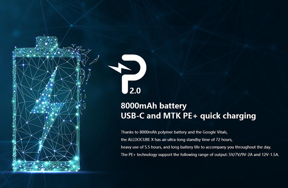 ALLDOCUBE Cube X Tablet PC MTK8176 Hexa Core 10.5" 2K Screen 2560*1600 Android 8.1 Fingerprint Unlock 8000mAh 4GB RAM 128GB ROM - Silver