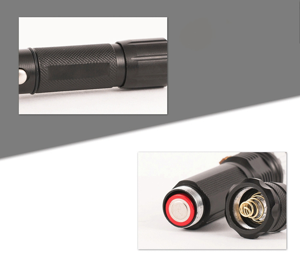 LED Flashlight 350 Lumens Rechargeable Battery - Black