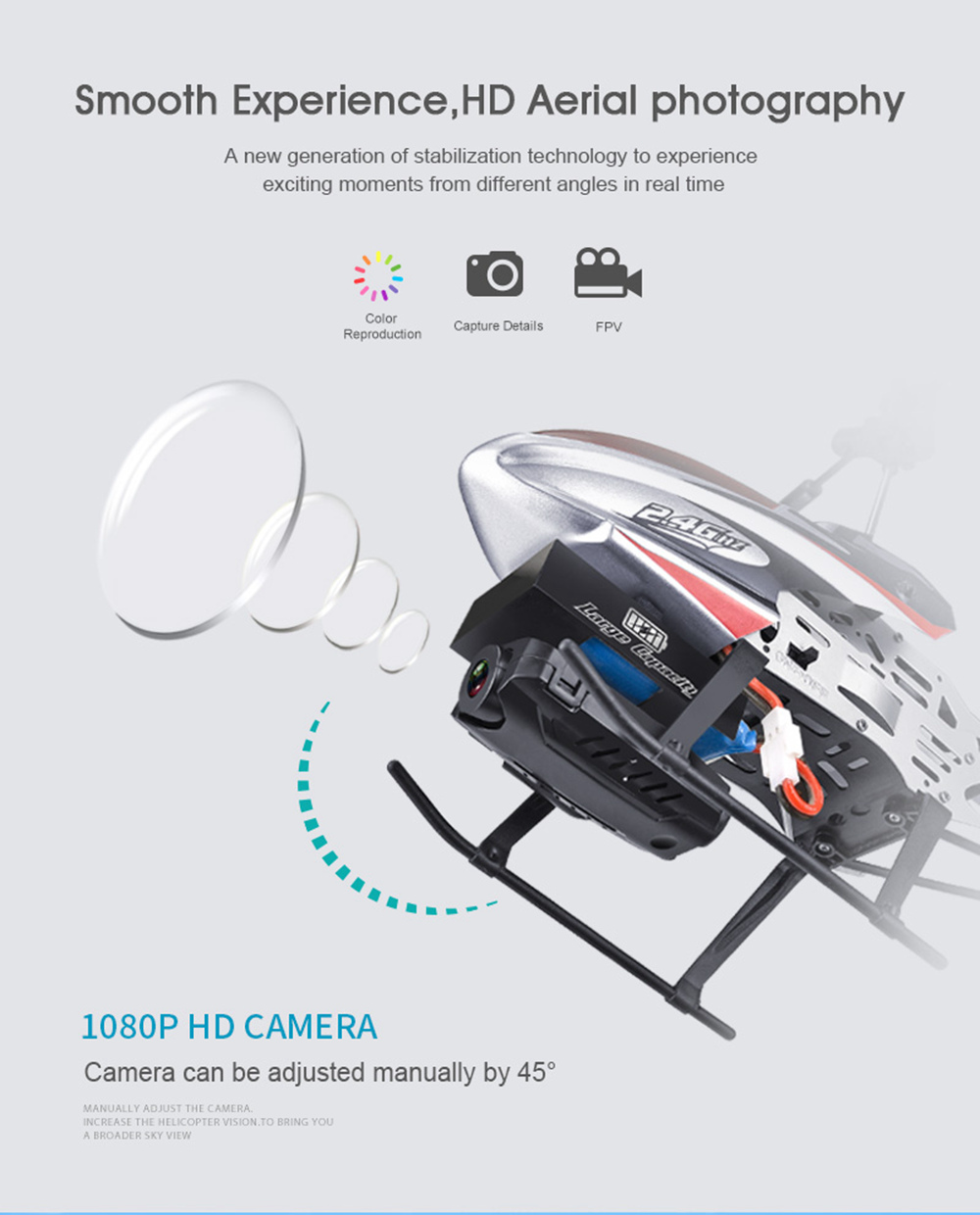 KY808W 5MP WiFi  2.4G 4CH 6-Axis FPV RC Helicopter Altitude Hold Mode RTF - Blue