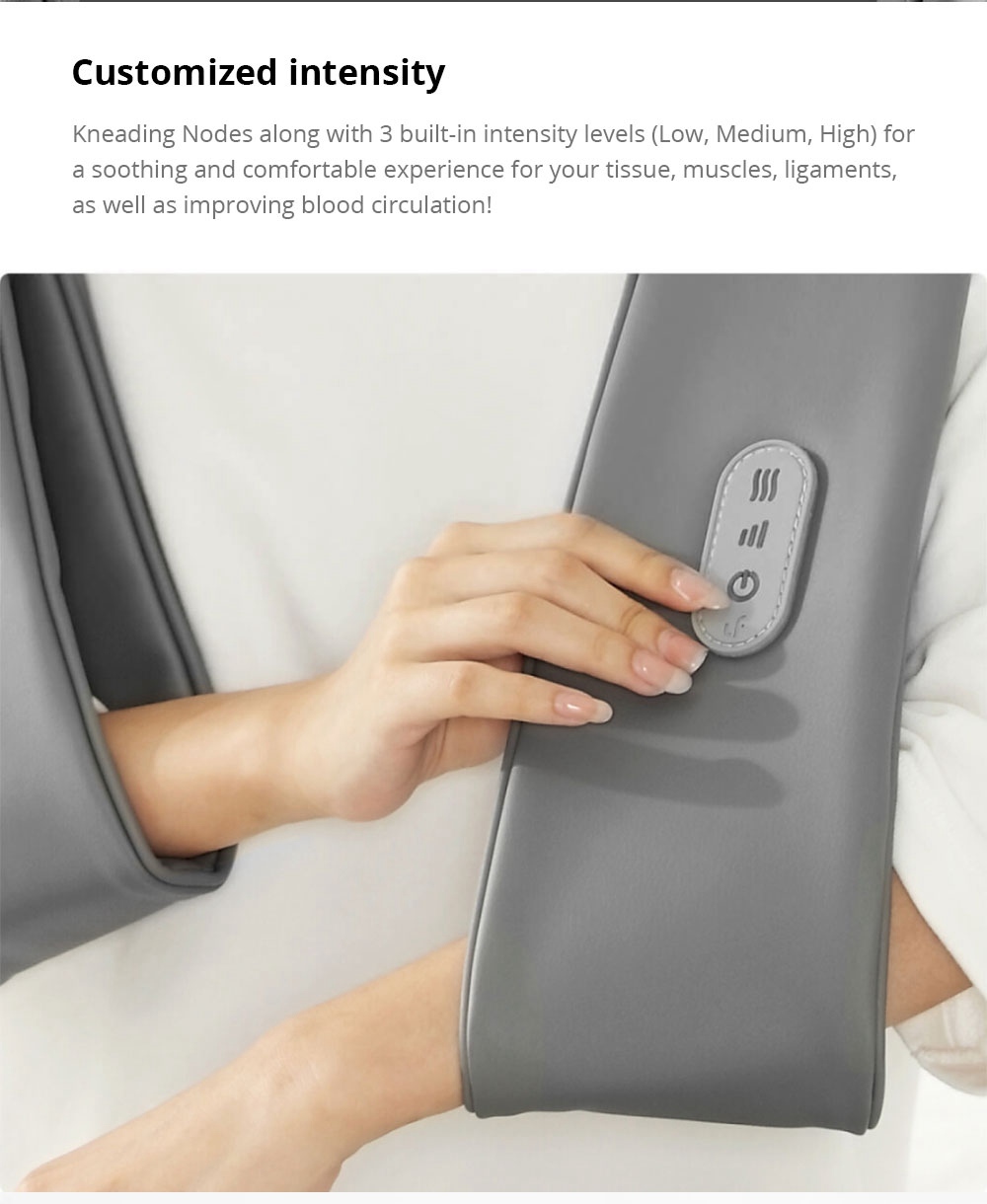 Xiaomi LERAVAN 3D Kneading Neck Shoulder Massager Customized Intensity PTC Heating Fast Charging Pinching Massage Shawl - Grey