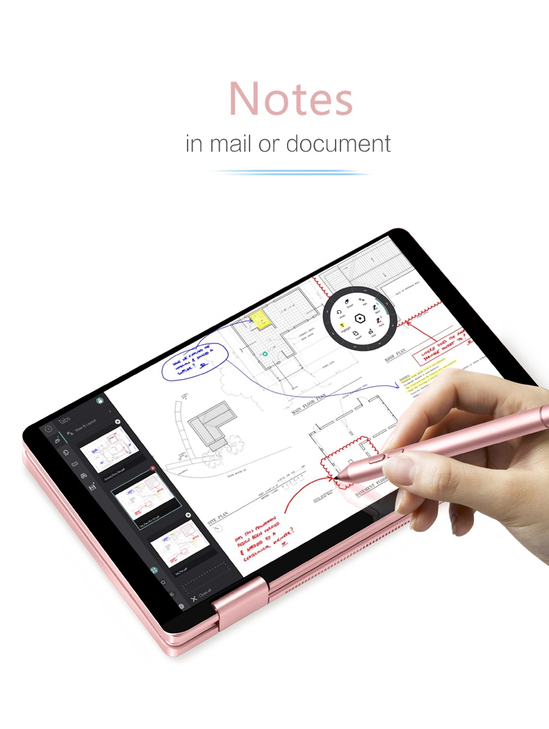 One Netbook One Mix 2S Yoga Pocket Laptop Intel Core M3-8100Y Dual Core Touch ID 7" IPS Screen 1920*1200 Windows 10 8GB DDR3 256GB PCI-E SSD - Pink