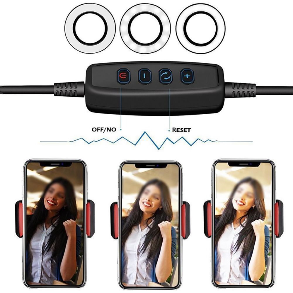 Dimmable LED Mobile Phone Live Fill Light Anchor Ring Fill Light Ring Live Broadcast Bracket - Black