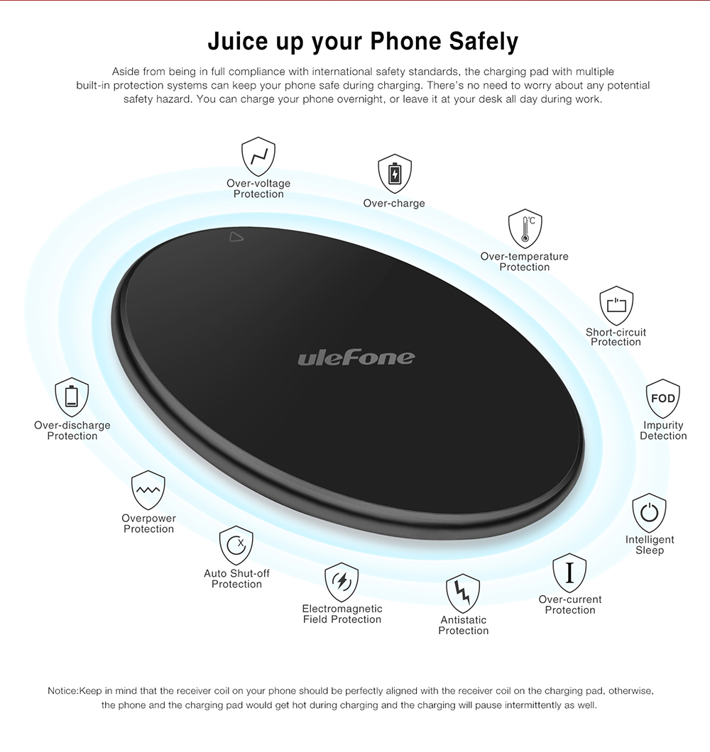 Ulefone UF002 Wireless Charger 10W 5V/9V 2A Output For Ulefone Fast Charger - Black