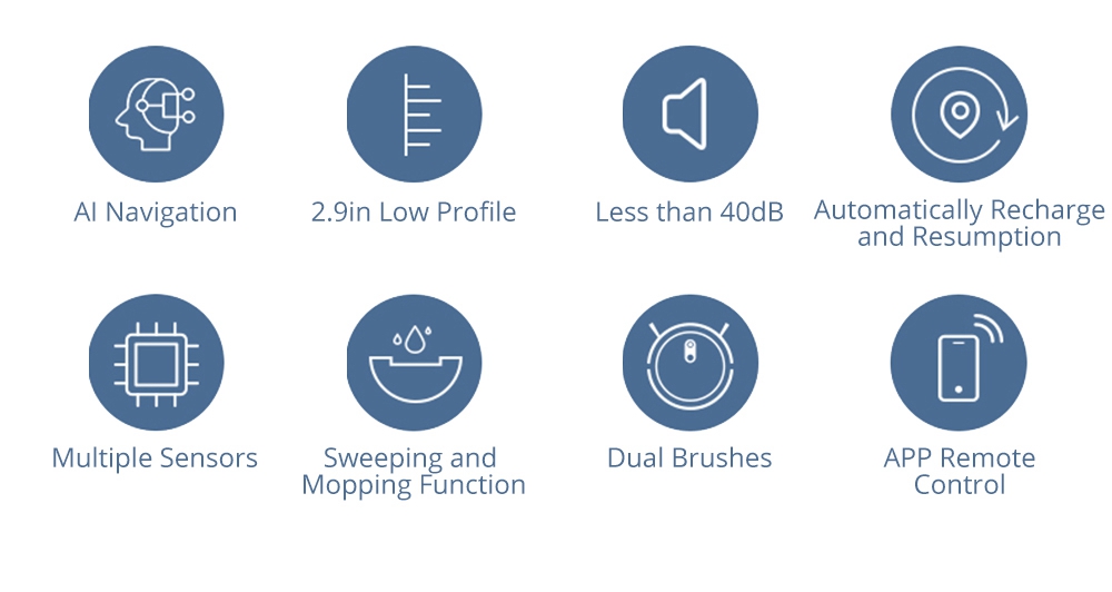 Amarey A900 Robotic Vacuum Cleaner AI Vision Navigation APP Remote Control 2 in 1 Sweeping Mopping Works with Amazon Alexa & Google Assistant - Black