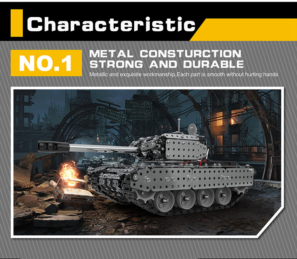 Mofun SW-006 952PCS DIY Assembling Metal Building Blocks RC Mechanical Tank