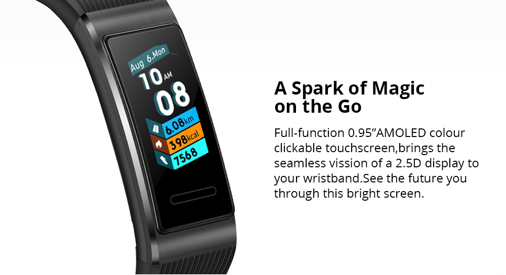 Huawei Band 3 Pro Smart Bracelet 0.95 Inch AMOLED Screen Built-in GPS Heart Rate Sleep Monitor 5ATM Swimming Posture Recognition - Black